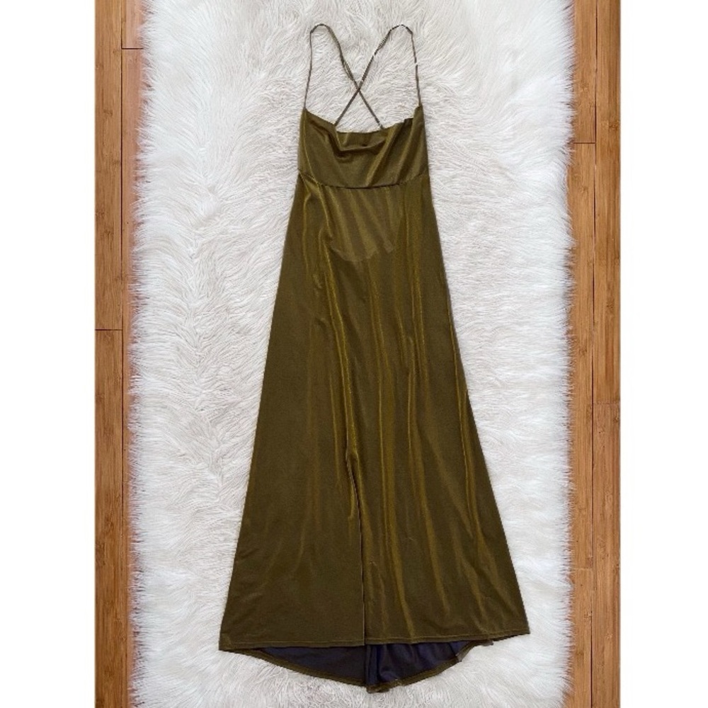 Victoria’s Secret Y2K Vintage Gold Metallic Cowl Neck Maxi Slip Nightgown